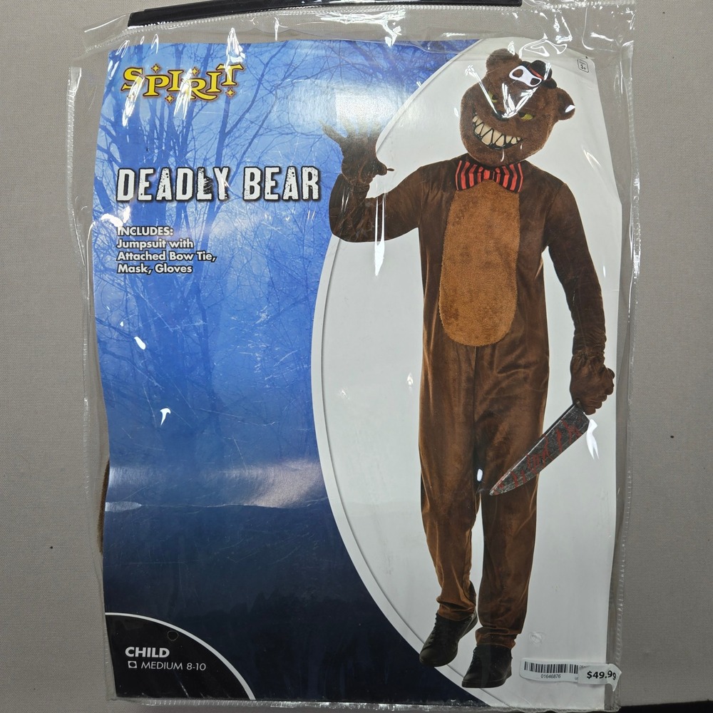 Spirit Deadly Bear Costume Child Medium 8-10 Halloween Scary Outfit